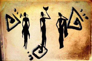 Afrikalı etnik retro-klasik illüstrasyon