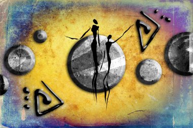 Afrikalı etnik retro-klasik illüstrasyon