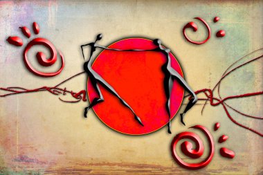 Afrikalı etnik retro-klasik illüstrasyon