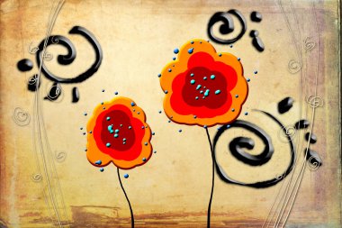 Sanat illüstrasyonu çiçekli klasik arkaplan