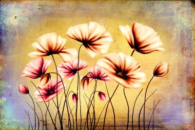 Sanat illüstrasyonu çiçekli klasik arkaplan