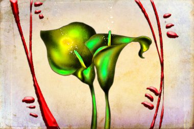 Sanat illüstrasyonu çiçekli klasik arkaplan