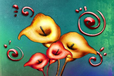 Sanat illüstrasyonu çiçekli klasik arkaplan