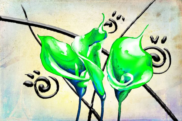 Sanat illüstrasyonu çiçekli klasik arkaplan