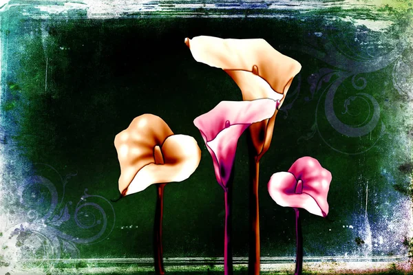 Sanat illüstrasyonu çiçekli klasik arkaplan