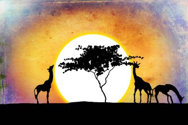 Afrikalı etnik retro-klasik illüstrasyon