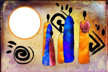 Afrikalı etnik retro-klasik illüstrasyon