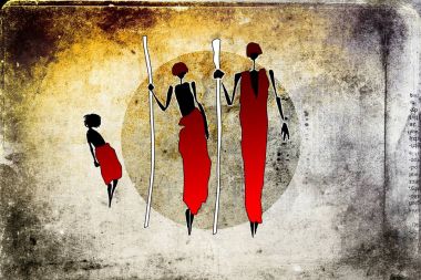 Afrikalı etnik retro-klasik illüstrasyon