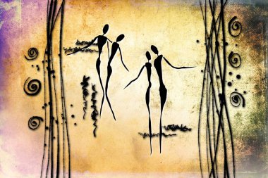 Afrikalı etnik retro-klasik illüstrasyon