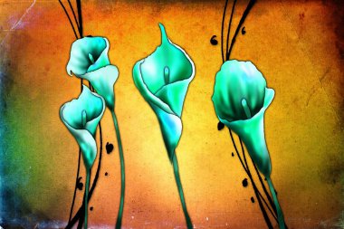 Sanat illüstrasyonu çiçekli klasik arkaplan