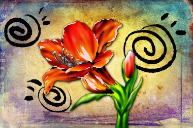 Sanat illüstrasyonu çiçekli klasik arkaplan