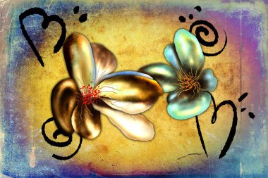 Sanat illüstrasyonu çiçekli klasik arkaplan