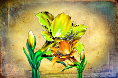 Sanat illüstrasyonu çiçekli klasik arkaplan