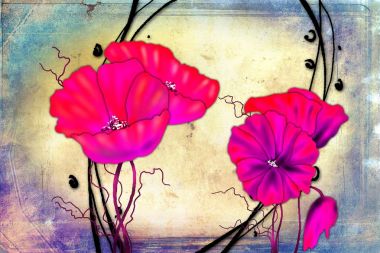 Sanat illüstrasyonu çiçekli klasik arkaplan