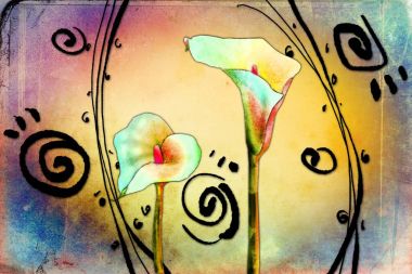 Sanat illüstrasyonu çiçekli klasik arkaplan