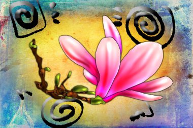 Sanat illüstrasyonu çiçekli klasik arkaplan