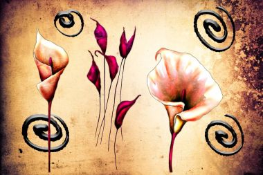 Sanat illüstrasyonu çiçekli klasik arkaplan