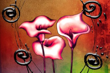 Sanat illüstrasyonu çiçekli klasik arkaplan