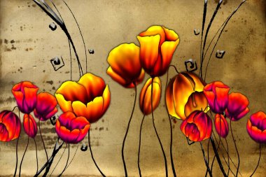 Sanat illüstrasyonu çiçekli klasik arkaplan