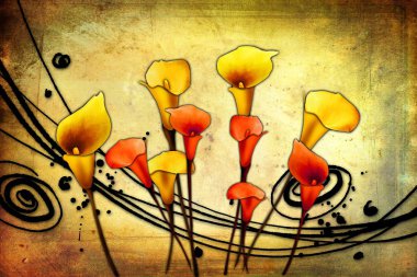 Sanat illüstrasyonu çiçekli klasik arkaplan