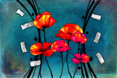 Sanat illüstrasyonu çiçekli klasik arkaplan