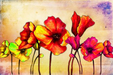 Sanat illüstrasyonu çiçekli klasik arkaplan