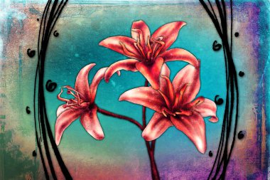 Sanat illüstrasyonu çiçekli klasik arkaplan