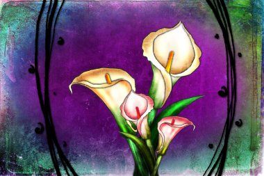 Sanat illüstrasyonu çiçekli klasik arkaplan