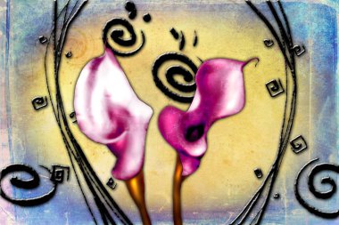 Sanat illüstrasyonu çiçekli klasik arkaplan