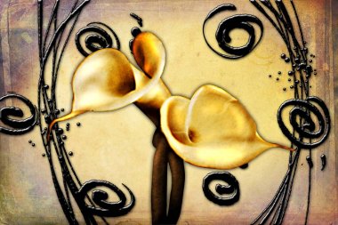 Sanat illüstrasyonu çiçekli klasik arkaplan