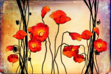 Sanat illüstrasyonu çiçekli klasik arkaplan