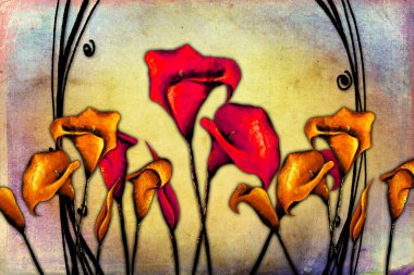 Sanat illüstrasyonu çiçekli klasik arkaplan