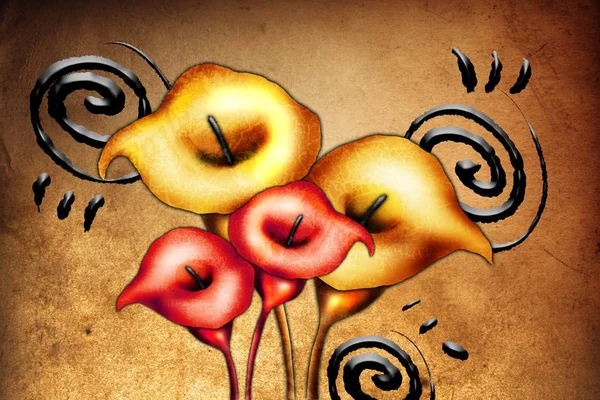 Szüreti háttér művészet illusztráció virág — Stock Fotó