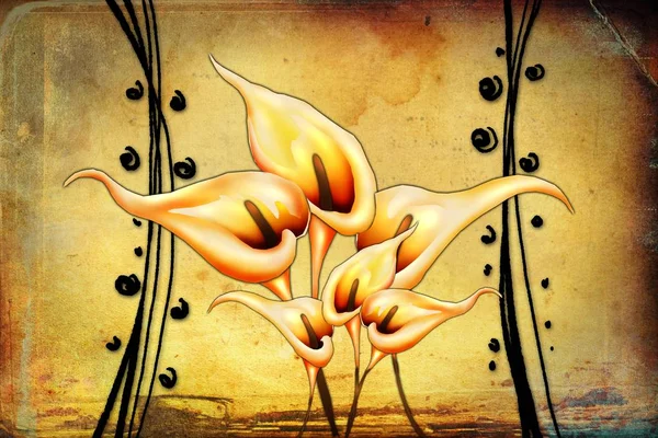 Sanat illüstrasyonu çiçekli klasik arkaplan