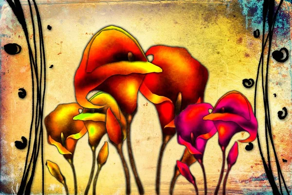 Fondo vintage con flor ilustración de arte — Foto de Stock