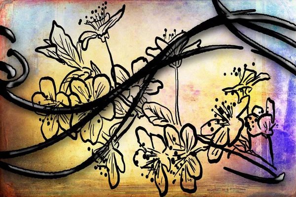 Sanat illüstrasyonu çiçekli klasik arkaplan