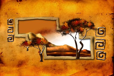 Afrikalı etnik retro-klasik illüstrasyon