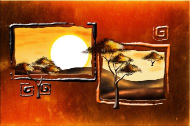 Afrikalı etnik retro-klasik illüstrasyon