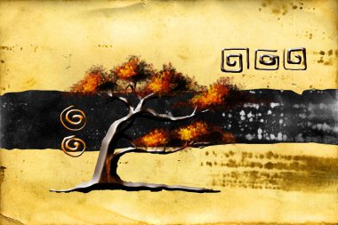 Afrikalı etnik retro-klasik illüstrasyon