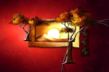 Afrikalı etnik retro-klasik illüstrasyon