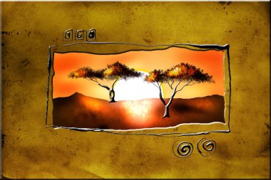 Afrikalı etnik retro-klasik illüstrasyon