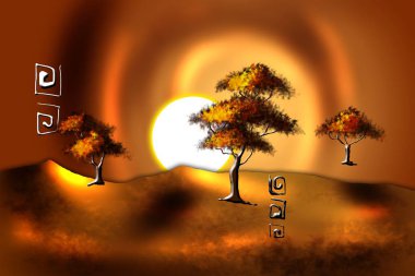 Afrikalı etnik retro-klasik illüstrasyon