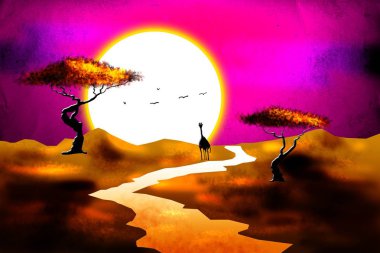 Afrikalı etnik retro-klasik illüstrasyon