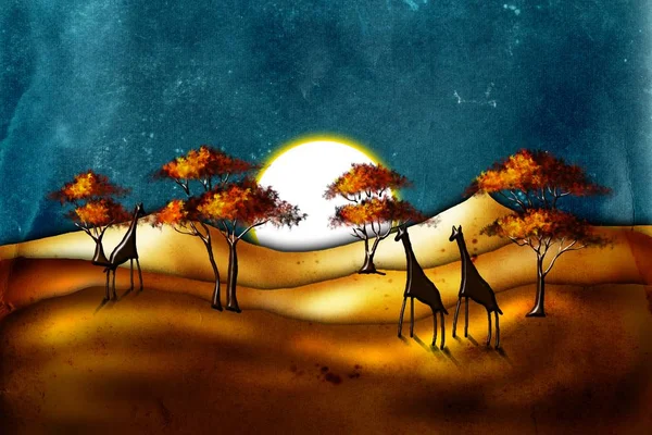 Afrikalı etnik retro-klasik illüstrasyon