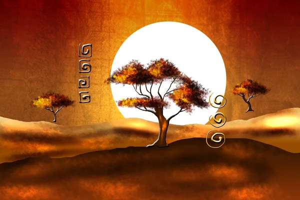 Afrikalı etnik retro-klasik illüstrasyon