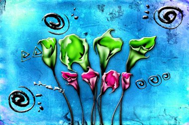 Sanat illüstrasyonu çiçekli klasik arkaplan