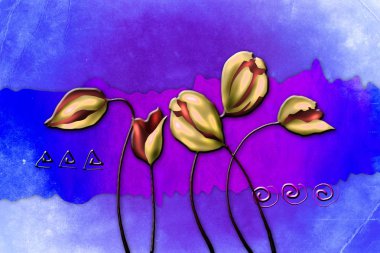 Sanat illüstrasyonu çiçekli klasik arkaplan