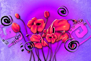 Sanat illüstrasyonu çiçekli klasik arkaplan