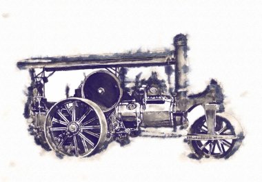 Eski buharlı lokomotif motoru antika