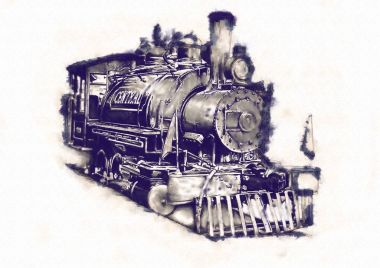 Eski buharlı lokomotif motoru antika